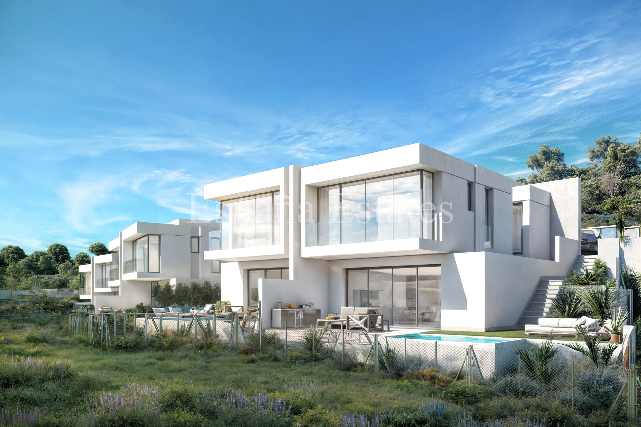 New build homes with modern design and terraces